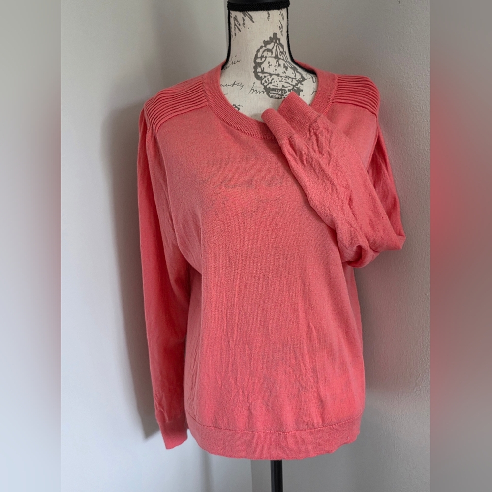 Talbots coral color sweater 100% wool womans size large
